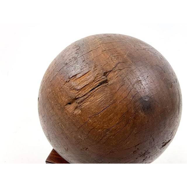 Brown Antique 17th Century Lignum Vitae Sphere For Sale - Image 8 of 9