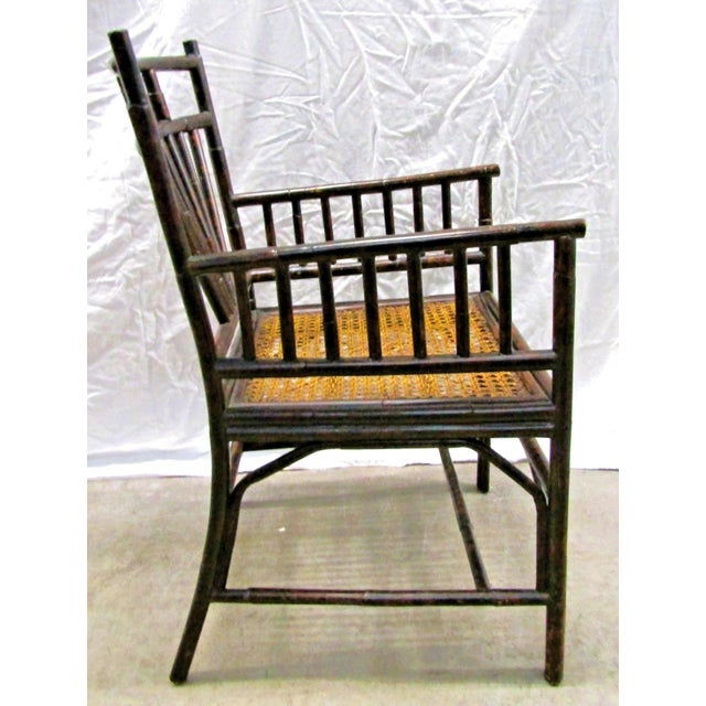 1950s Burnt Bamboo Cane Seat Dining Chairs- Set of 4 For Sale - Image 10 of 18