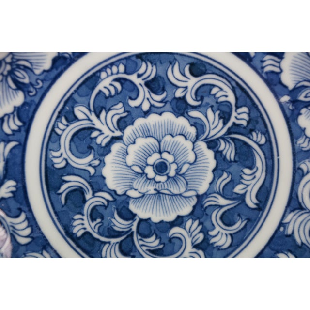 Blue Vintage Chinese Chinoiserie Blue & White Floral Peony Bowls 6" - 8" - Set of 8 For Sale - Image 8 of 10