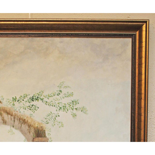 Painting of Italian architectural ruins, early-mid 20th century, European. Large size, on board. In the manner of Gino de...