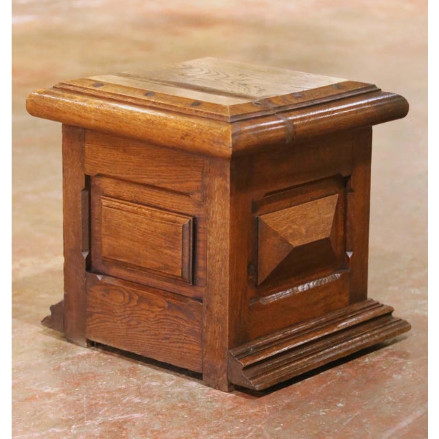 Brown 19th Century French Louis XIII Style Oak Pedestal Stand Cabinet For Sale - Image 8 of 10