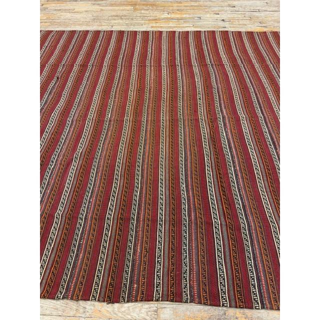 1950s Vintage Multi Red Stripe Modern Flatweave Decorative Turkish Kilim Rug For Sale In New York - Image 6 of 6