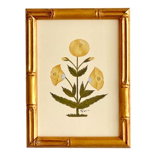 Hand-Painted Jaipuri Yellow Floral Motif Painting. Framed For Sale