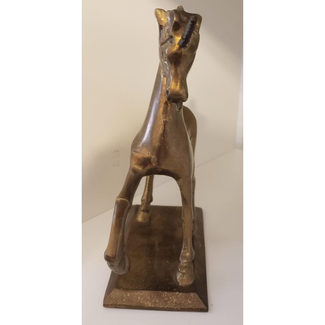 Enesco, Apparence Exceptional 1982 Enesco Brass Unicorn Sculpture — Prancing Horse on Brass Base For Sale - Image 4 of 7
