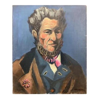 Mid 20th Century Oil on Canvas Portrait Painting of a Man by Artist Fredrick Childs, Signed For Sale