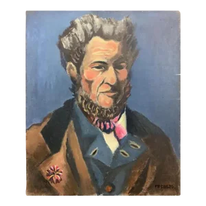 Mid 20th Century Oil on Canvas Portrait Painting of a Man by Artist Fredrick Childs, Signed