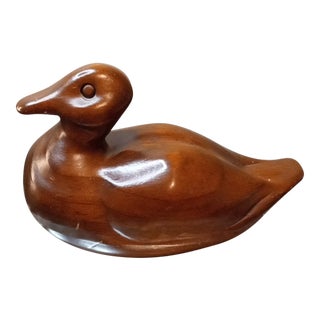Signed Dave Butz 1982 Wooden Decoy Duck Figurine For Sale