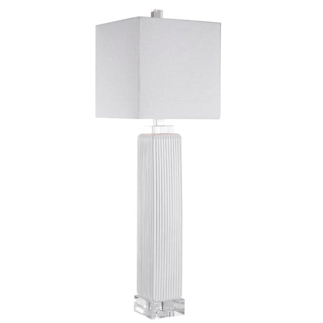 Showcasing A Refined Transitional Style, This Buffet Lamp Can Be Easily Placed With Its Square Ribbed Base Finished In A...