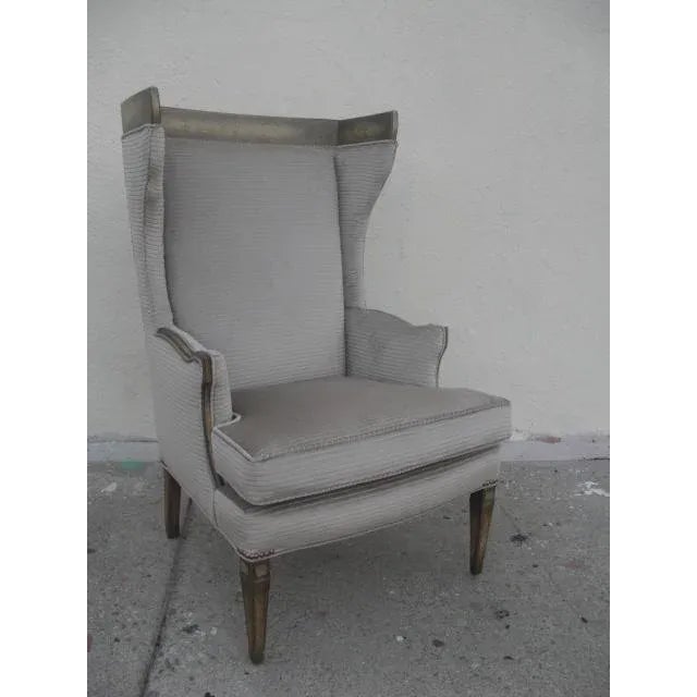 1960s Vintage Custom Upholstered Monumental Wingback Chair For Sale - Image 10 of 10