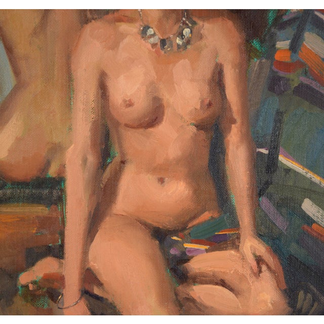 Nude in the Studio, in Front of the Mirror - Portrait in Oil on Artist's Board by Paul Milosevich For Sale - Image 4 of 6