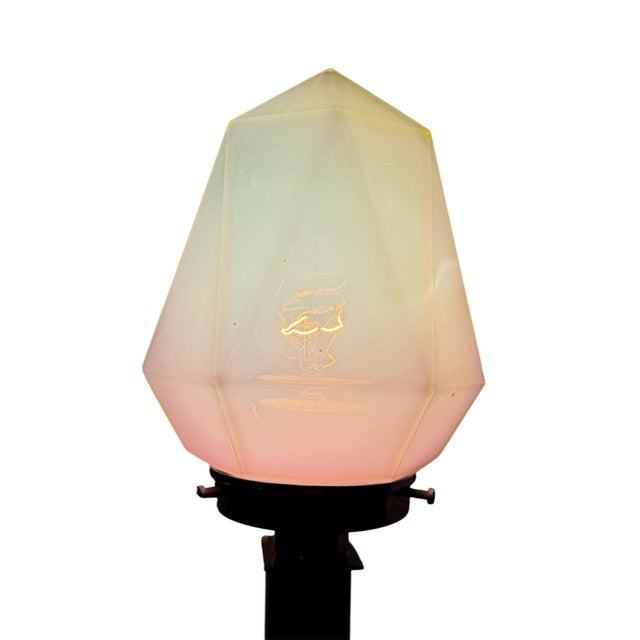 1920s Art Deco Table Lamp with Uranium Glass Shade, Central Europe, 1920s For Sale - Image 5 of 13