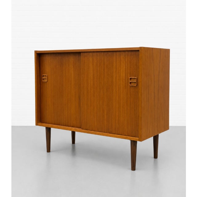 Mid Century Modern Teak Jr. Credenza | Danish Storage Entryway Cabinet, Circa 1960's For Sale - Image 4 of 15