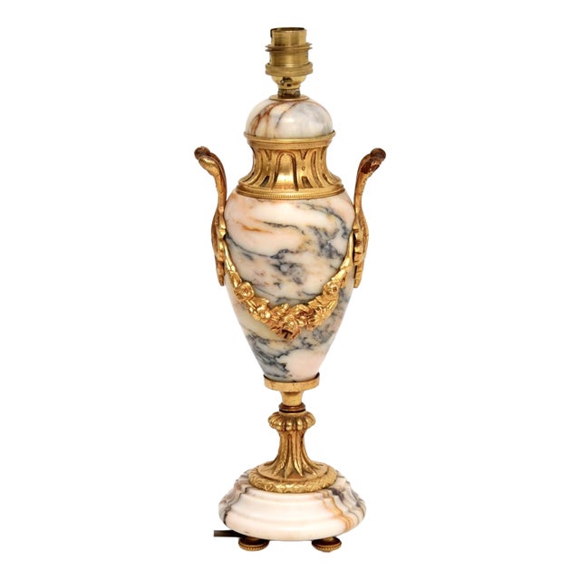 Antique French Marble and Gilt Bronze Table Lamp, 1890s For Sale
