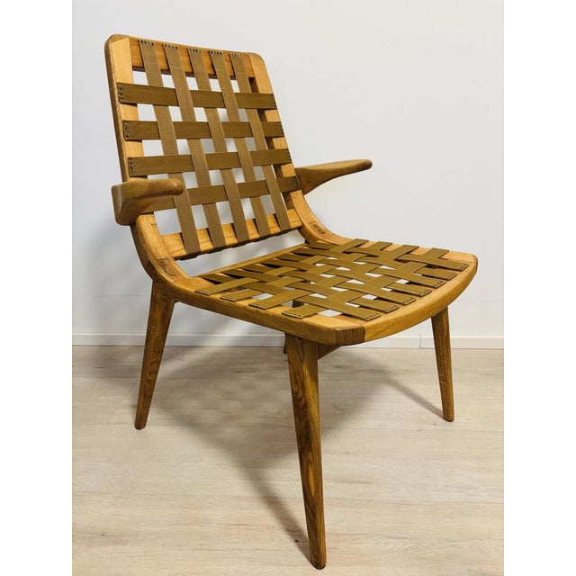 Mid-Century Modern Vintage Lounge Armchair attributed to Jan Vaněk, Former Czechoslovakia ,1960s For Sale - Image 3 of 10