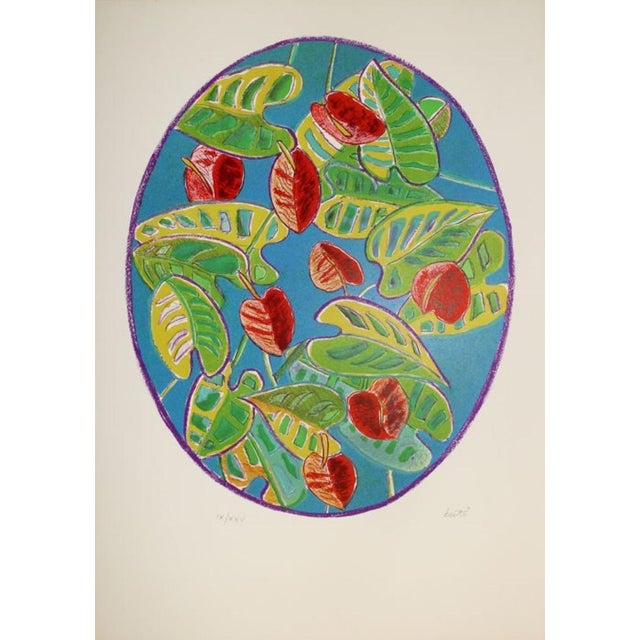 Flower 02 by Alberto Berti is a vibrant and decorative lithograph that celebrates the beauty of botanical forms through a...