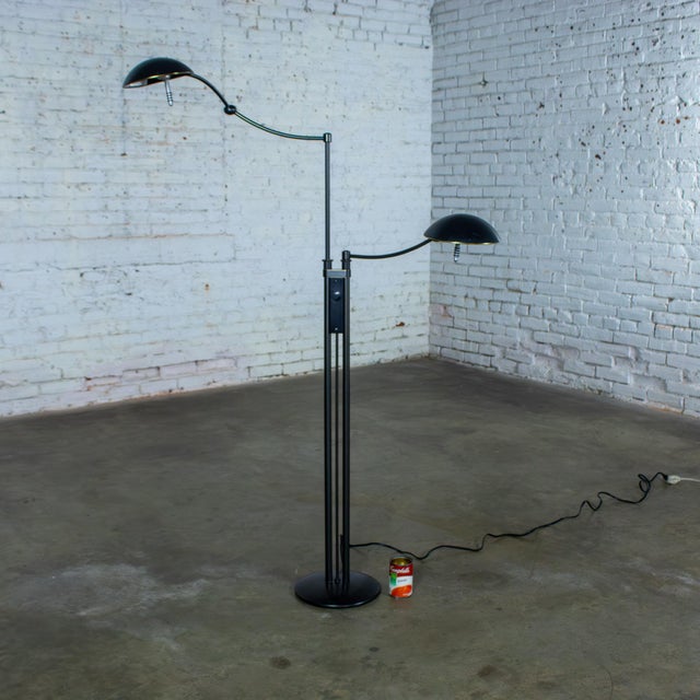 Late 20th Century Postmodern Floor Lamp Model 2505 by Holtkotter Leuchten Twin Arm Black Metal For Sale - Image 18 of 18