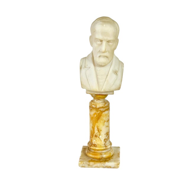 Stone Antique Grand Tour Marble Bust French Philosopher on Stand For Sale - Image 7 of 9