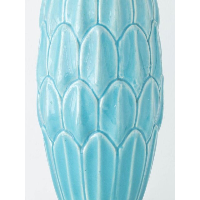Turquoise Tall Vintage Casa Pupo Turquoise Botanical Ceramic Table Lamp, 1960s For Sale - Image 8 of 18
