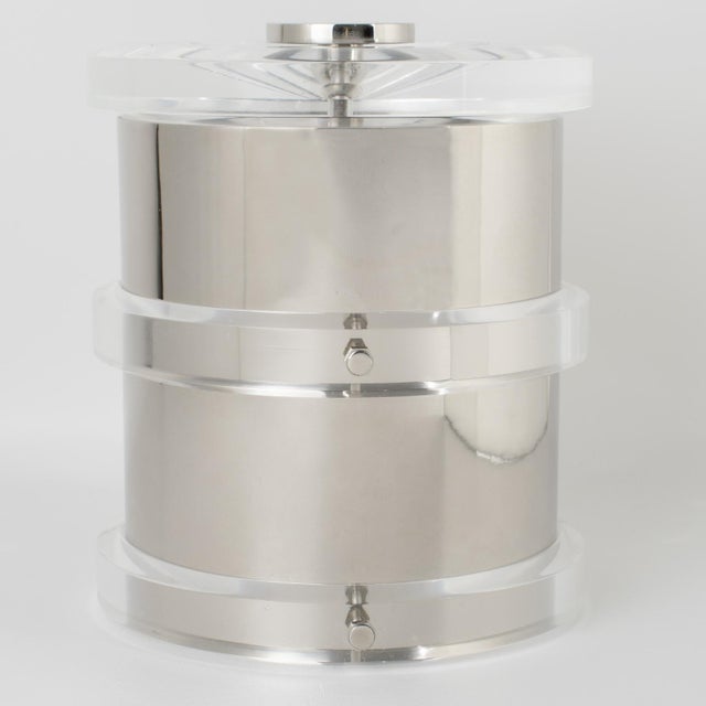 Silver Noel BC Modernist Barware Chrome and Lucite Ice Bucket, circa 1980 For Sale - Image 8 of 13