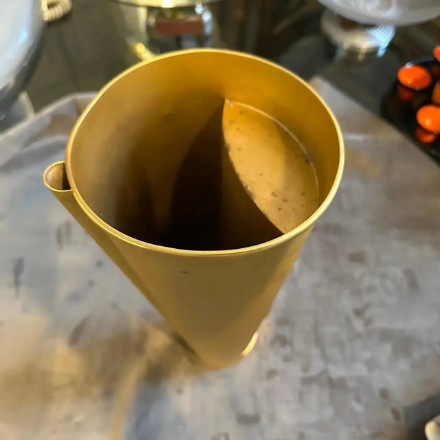 1970s Modern Gilted Metal Sculptural Italian Design Jug Vase For Sale - Image 14 of 16