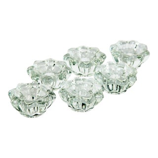 Vintage C.1950's Danish Clear Glass Candle Holders - Set of 6 For Sale