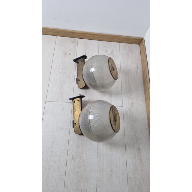 Feltre Wall Lamps in Brass and Glass from Greco, 1960s, Set of 2 For Sale - Image 6 of 11