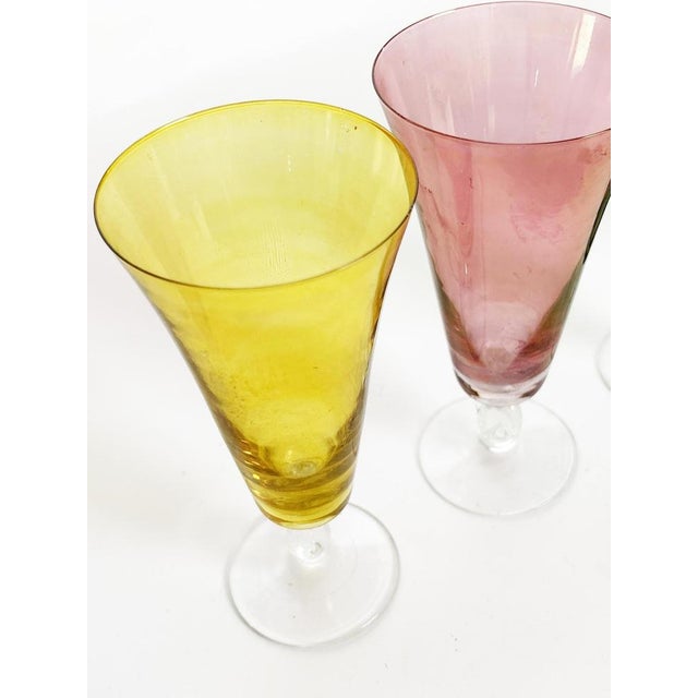 Glass Colored Glass Champagne Coupes, France, 1970, Set of 6 For Sale - Image 7 of 13