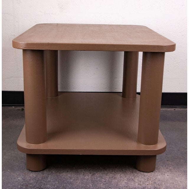 Modern Late 20th Century Pair of Grass Cloth Side Tables, in the Manner of Karl Springer For Sale - Image 3 of 7