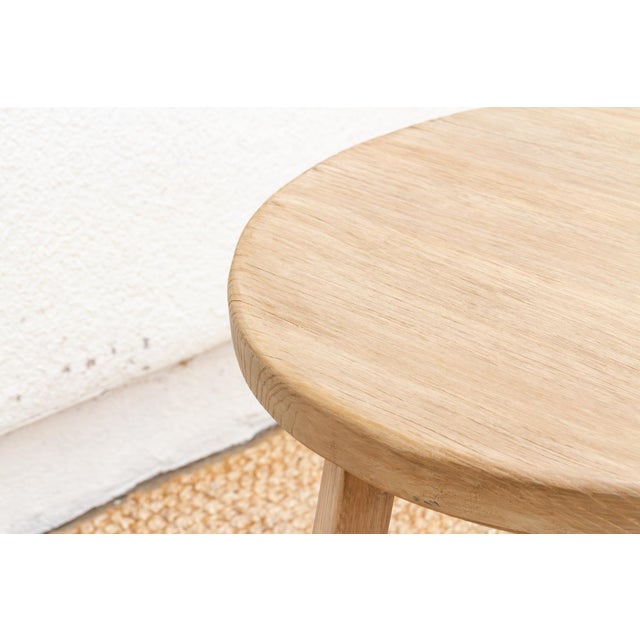 1970s Bleached Wood Round Occasional Table For Sale - Image 5 of 9