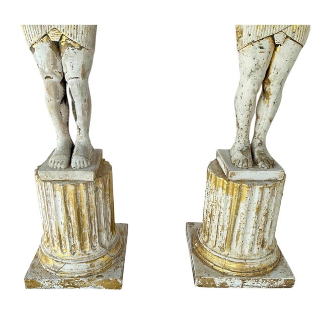 Gold Monumental Egyptian Revival Giltwood Torchères, 19th Century, France For Sale - Image 8 of 14