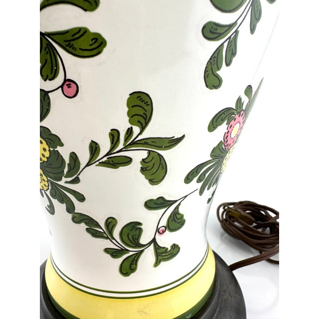 1960's Vintage Floral Mid-Century Hand Painted Lamp For Sale - Image 10 of 12