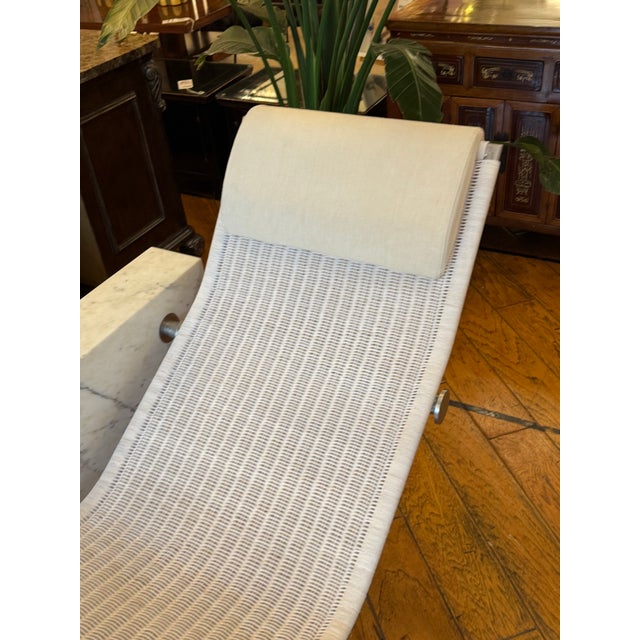 Off-white Kreoo by Decormarmi Vis-A-Vis Marble + Rattan Floating Chaise For Sale - Image 8 of 12