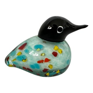 Hand Blown Art Glass Bird Paperweight For Sale