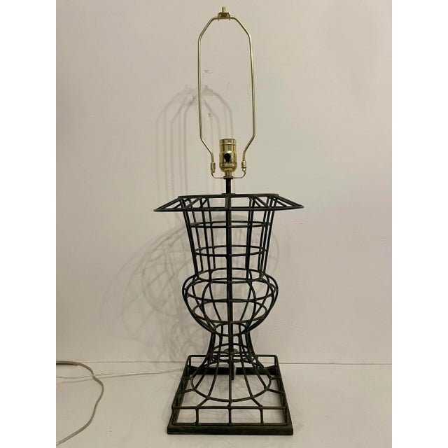 Hollywood Regency Large Welded Wire Urn Form Lamp For Sale - Image 3 of 10