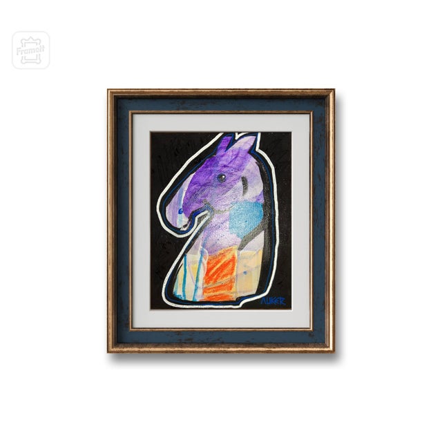 Colorful Horse on Black Small Painting on Canvas by Cassandra Auker For Sale - Image 6 of 6