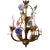 Early 20th Century French Gilt Tole Three-Light Chandelier With Glass Flowers For Sale