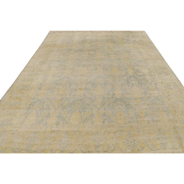 2010s Rug & Kilim’s Oushak Style Rug in Blue and Gold With Floral Patterns For Sale - Image 5 of 8