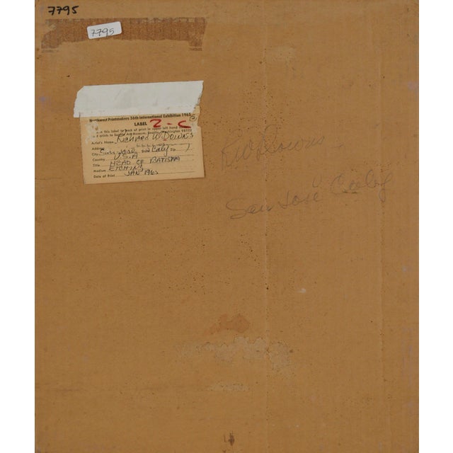 "Head of Batista", Miniature Mid Century Modern Abstract Etching, Proof III by Richard W. Downs For Sale In Monterey, CA - Image 6 of 7