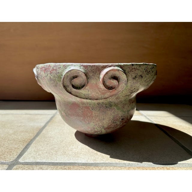 Neo-Classical Studio Ceramic Art Bowl with Volute-Shaped Ornaments, 1920s For Sale - Image 3 of 18