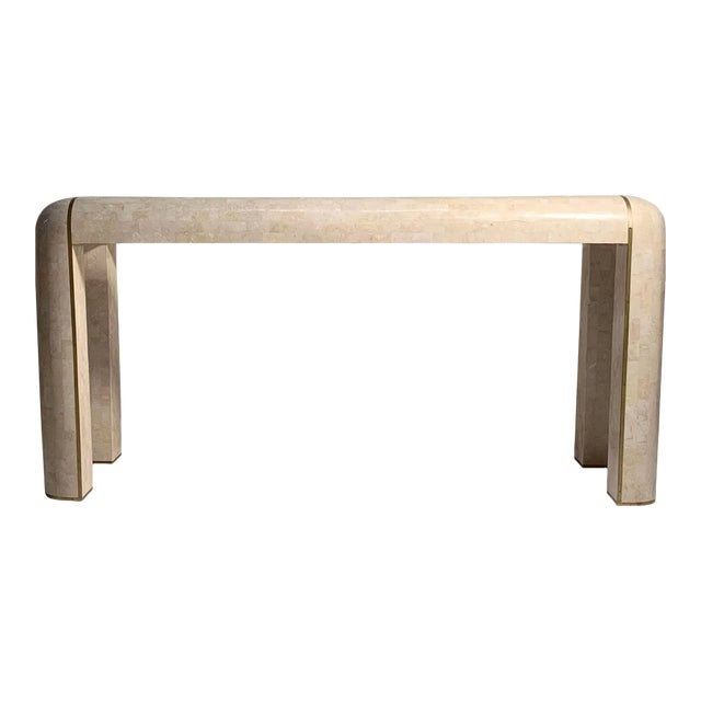 Maitland-Smith Console Tessellated Fossil Mosaic Stone Marble Console Table For Sale