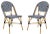Navy Blue Indoor-Outdoor French Bistro Stacking Side Chair in Navy & White & Light Brown - a Pair For Sale - Image 8 of 8