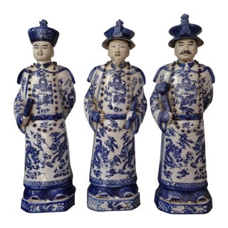 Three Wise Officials Chinese Porcelain - Set of 3 For Sale