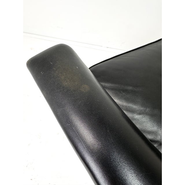 Wood Mid-Century Scandinavian Modern Black Leather High-Back Lounge Chair For Sale - Image 7 of 8