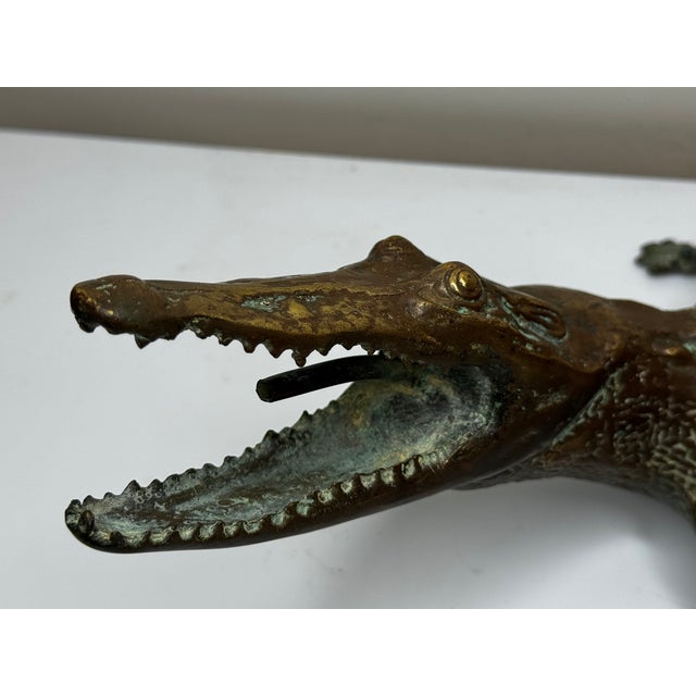 Antoine Bayre French Early 20th Century Bronze Crocodile Fountain Head Garden Sculpture After Antoine-Louis Barye For Sale - Image 4 of 18