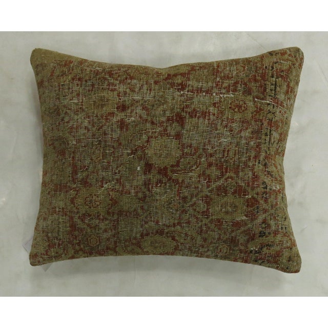 Persian Antique Tabriz Rug Pillow For Sale - Image 3 of 5