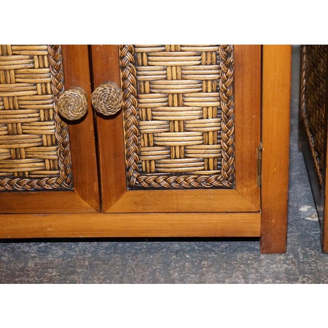Vintage Rattan Bedside Tables with Drawer, Set of 2 For Sale - Image 13 of 15
