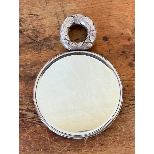 Vintage Meiji Period Sterling Silver Flower Hand Mirror For Sale In West Palm - Image 6 of 12
