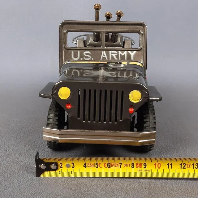 Vintage Army Combat Jeep Daya Terai Tin Toy, Japan, 1960s For Sale - Image 18 of 18