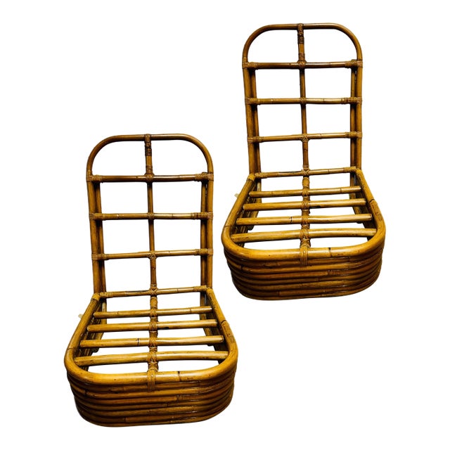Mid 20th Century Eight-Strand Armless Bamboo Chairs in the Style of Paul Frankl- A Pair For Sale
