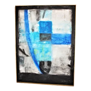 Original Norman Laliberte Original Abstract Oil Painting Titled “Masque Blue” 1986